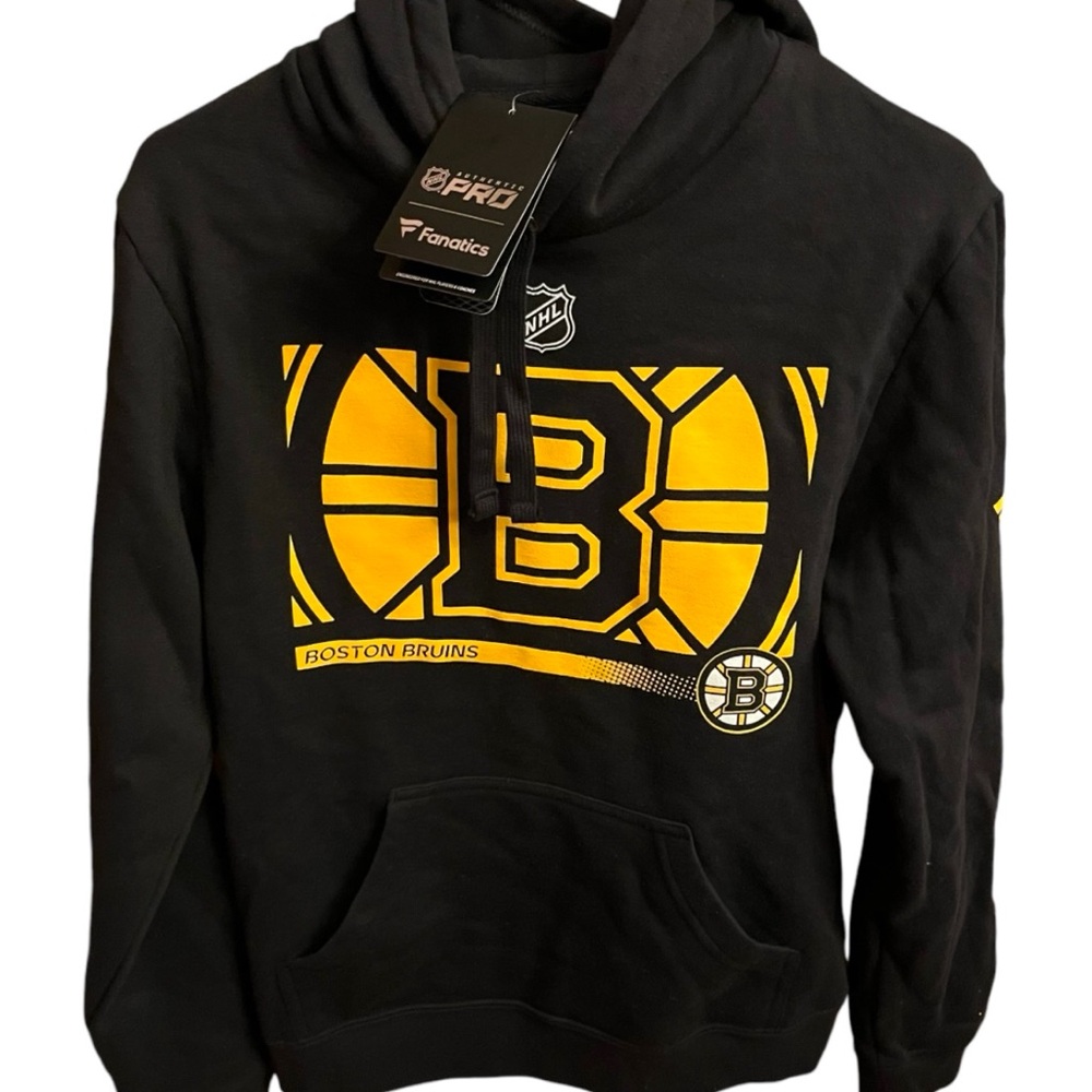 NHL Boston Bruins Fanatics Authentic Pro Hoodie SM Black & Gold White Sweatshirt